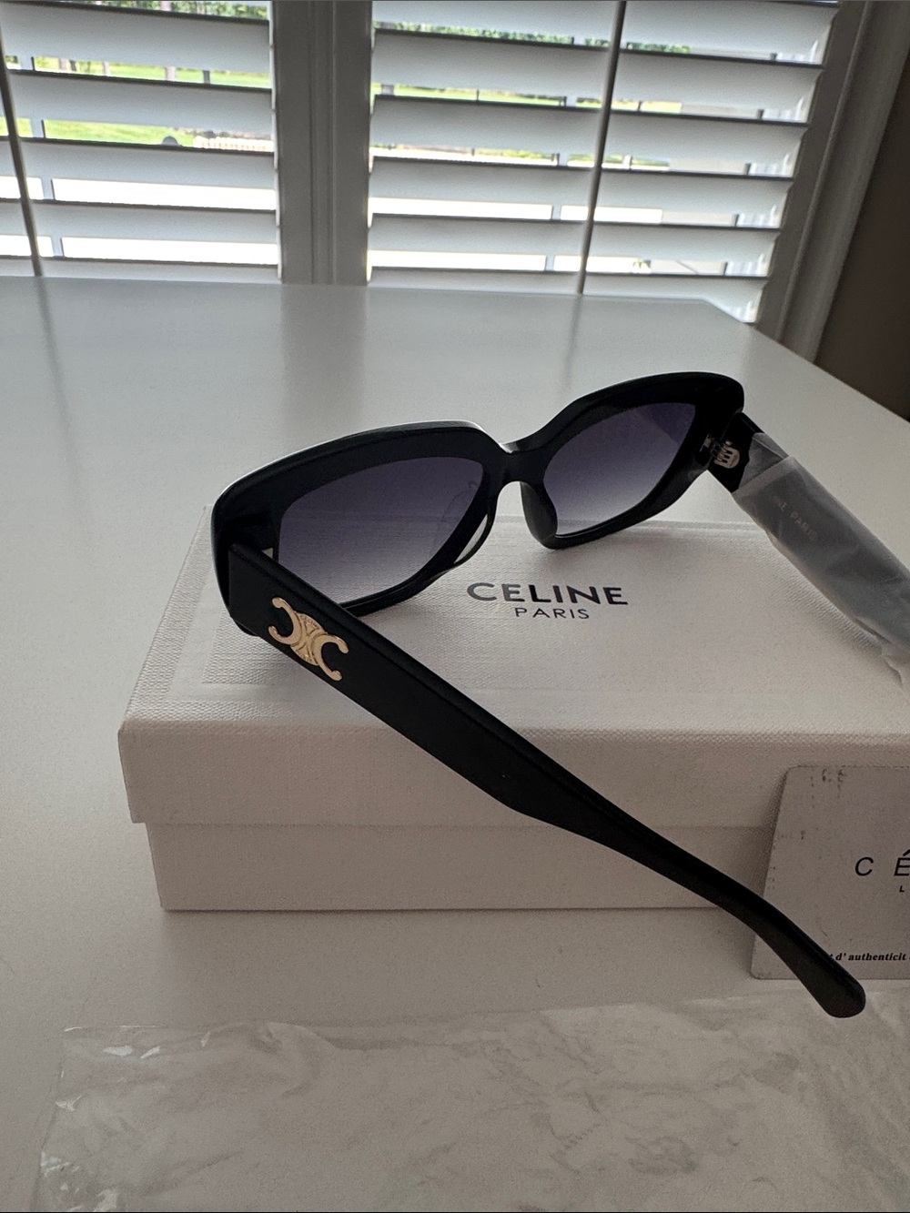 NWT-Celine Triomphe 04 Black Oversized Square Sunglasses in Acetate. - Picture 2 of 6